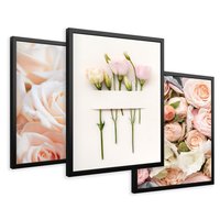 Zestaw obrazy w ramie 30x40 galeria - Róże, kwiaty, do, sypialni - rama czarna