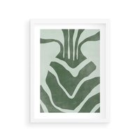 Plakat w ramie 40x50 - Zieleń Odpoczynku - zielony plakat, nieregularne splątane linie - rama biała
