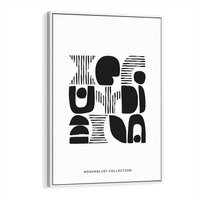 Obraz w ramie 70x100 - Taniec Dziwacznych Kresek - minimalistyczny plakat, czarno biały - rama biała