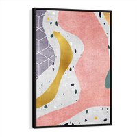 Obraz w ramie 70x100 - Eklektyczny Mix - kolaż, pastelowe abstrakcyjne plamy - rama czarna