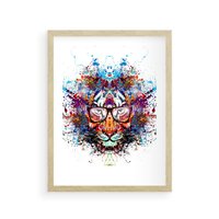 Plakat w ramie 50x70 - Tygrys w graficznej oprawie - tygrys, grafika - rama drewno