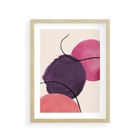 Plakat w ramie 40x50 - Migotliwe Widzenia - abstrakcyjne akwarelowe plamy, nieregularne linie - rama drewno