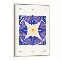 Obraz w ramie 50x70 - Księga Abstrakcji - abstrakcyjna boho kompozycja, granatowe ćmy - rama drewno