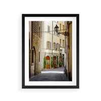 Plakat w ramie 30x40 - Uliczka: perspektywa miejskiego krajobrazu - uliczka, perspektywa - rama czarna