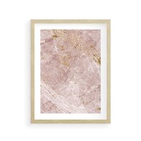 Plakat w ramie 40x50 - Wyjątkowa Stylizacja - marmur, złoto - rama drewno
