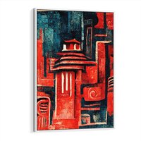 Obraz w ramie 80x120 - Mistyka Wschodnich Światów - orientalna sztuka, nawiązanie do Japonii - rama biała