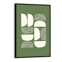 Obraz w ramie 70x100 - Migotliwe Formy - geometryczne boho kształty na brązowym, oliwkowym tle - rama czarna