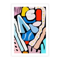 Plakat bez ramy 30x40 - Kolory Na Czerni - abstrakcyjne formy, komiksowy styl