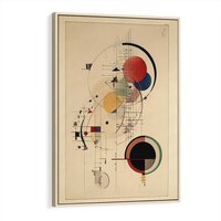 Obraz w ramie 80x120 - Impulsy Wydobyte z Cienia - abstrakcyjna geometryczna kompozycja, koła linie - rama drewno