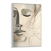 Obraz w ramie 80x120 - Tylko Zamknij Oczy - twarz kobiety, zamknięte oczy - rama biała