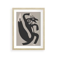 Plakat w ramie 30x40 - Strukturalne Odbicia Północy - skandynawska sztuka, lis - rama drewno