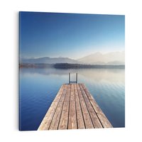 Obraz na płótnie 80x80 - Alpy: jezioro i malownicze molo - Alpy, jezioro