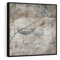 Obraz w ramie 50x50 - Betonowe Wspomnienia Liści - odciski w betonie, odbitki - rama czarna
