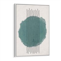 Obraz w ramie 80x120 - Podróżne Inspiracje - abstrakcyjna akwarelowa plama, nieregularne kreski - rama biała