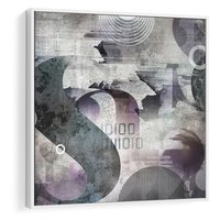 Obraz w ramie 80x80 - Nocne opowieści w barwach - typografia, abstrakcja - rama biała