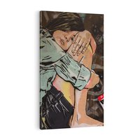 Obraz na płótnie 80x120 - Kobieta wśród graffiti - kobieta, graffiti
