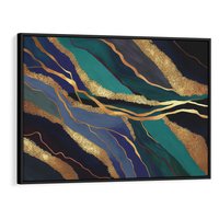 Obraz w ramie 100x70 - Sztorm malarskich emocji - marmur, abstrakcyjna grafika - rama czarna