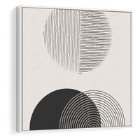 Obraz w ramie 50x50 - Przenikająca Rzeczywistość - abstrakcyjna kompozycja, okręgi i półokręgi - rama biała