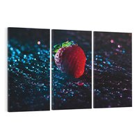 Obraz na płótnie 120x80 - Truskawka Kropelkowy Urok - truskawka, krople