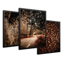 Zestaw obrazy w ramie 50x70 galeria - Jesienne, liście, nostalgia - rama czarna