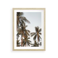 Plakat w ramie 50x70 - Palmy - tęsknota za Hawajami - palmy, Hawaje - rama drewno