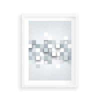 Plakat w ramie 30x40 - Trójwymiarowe formy geometryczne - geometria, 3D - rama biała