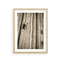 Plakat w ramie 50x70 - Sepia na Polu - kombajn, pole - rama drewno