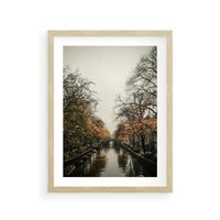 Plakat w ramie 40x50 - Jesienne Spacerki po Holenderskich Kanałach - kanały, Holandia - rama drewno