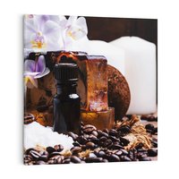 Obraz na płótnie 60x60 - Kawa i kwiaty w SPA - kawa, kwiat