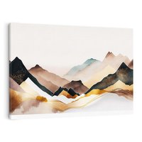 Obraz na płótnie 120x80 - Góry Tonące w Pastelach - złote pastelowe góry, akwarela