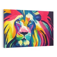 Obraz na płótnie 120x80 - Tęczowy Lew - akwarela, tęczowy lew