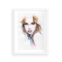 Plakat w ramie 40x50 - Abstrakcyjny portret kobiecy - grafika, kobieta - rama biała