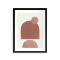 Plakat w ramie 40x50 - Rozkwitające Odbicia - abstrakcyjne geometryczne kształty, odcienie brązu i beżu - rama czarna