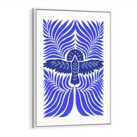 Obraz w ramie 70x100 - Etniczne Rekwizyty - etniczne roślinne wzory, granat - rama biała