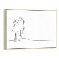 Obraz w ramie 70x50 - Wspólne Kroki - line art, szkic - rama drewno