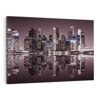 Obraz na płótnie 100x70 - Miejskie światła ożywiające nocne niebos - Singapur, miasto