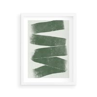 Plakat w ramie 40x50 - Zielone Refleksje - abstrakcja, zgaszony zielony kolor - rama biała