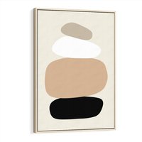 Obraz w ramie 80x120 - Zgeometryzowane Kształty - modernistyczny plakat, obłe kształty - rama drewno