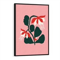 Obraz w ramie 50x70 - Migotliwa Kreatywność - abstrakcyjne kwiaty, różowe tło - rama czarna