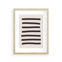 Plakat w ramie 30x40 - Strukturalna Rewolucja Form - minimalizm, czarne pasy - rama drewno