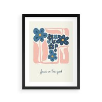 Plakat w ramie 40x50 - Linie kwiatowych marzeń - minimalistyczna kwiatowa kompozycja, pastelowe kolory - rama czarna