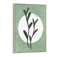 Obraz w ramie 50x70 - Kształty Zielonego Ukojenia - zielony plakat, roślinne motywy - rama drewno