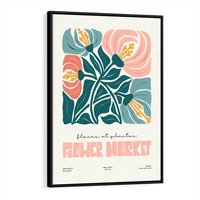 Obraz w ramie 50x70 - Taniec Kształtów - kwiaty, abstrakcyjna kompozycja - rama czarna