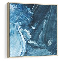 Obraz w ramie 50x50 - W stronę niebieskiego horyzontu - abstrakcja, rozlane farby - rama drewno