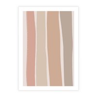 Plakat bez ramy 21x30 - Tęczowa Zgaszona Aura - abstakcyjne tęczowe pasy, delikatne odcienie beżu