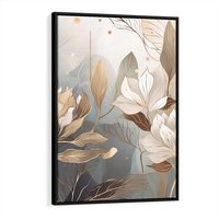 Obraz w ramie 50x70 - Ekspresjonistyczny deszcz uczuć - grafika, złote kwiaty - rama czarna