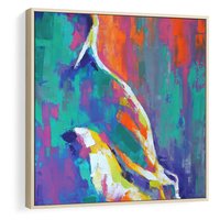Obraz w ramie 80x80 - Olejne Wibrujące Emocje - abstrakcyjny obraz, różne kolorowe maźnięcia pędzla - rama drewno