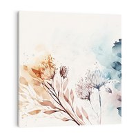 Obraz na płótnie 80x80 - Nostalgiczne tańce pędzla - akwarelowe kwiaty, gałęzie