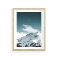 Plakat w ramie 30x40 - Nocna Magia w Górach - fotografia, śnieg - rama drewno