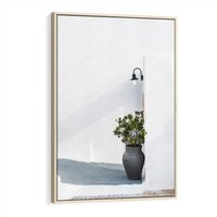 Obraz w ramie 80x120 - Błękitne wybrzeże - Santorini, Grecja - rama drewno